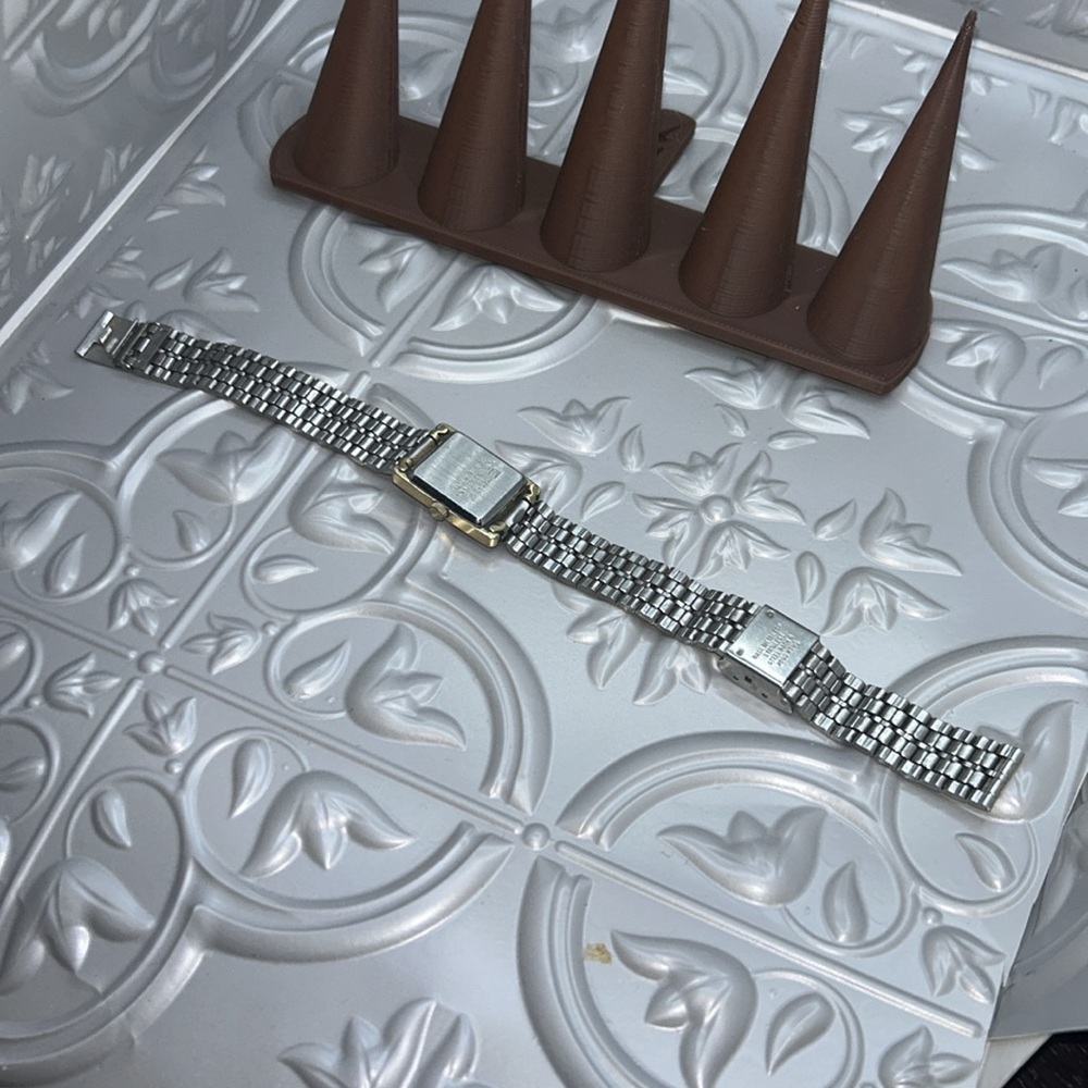 Gold Rectangular Watch With Black Face - image 2